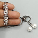 Akruti Collection Oxidised Plated Crystal Stone Bracelet