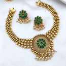 Akruti Collection Gold Plated Pota Stone Necklace Set