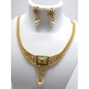 Akruti Collection Gold Plated Pota Stone Necklace Set