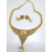 Akruti Collection Gold Plated Pota Stone Necklace Set