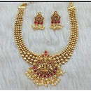 Akruti Collection Gold Plated Pota Stone Temple Necklace Set
