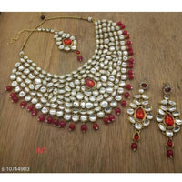 Akruti Collection Gold Plated Kundan & Beads Necklace Set
