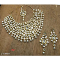 Akruti Collection Gold Plated Kundan & Beads Necklace Set