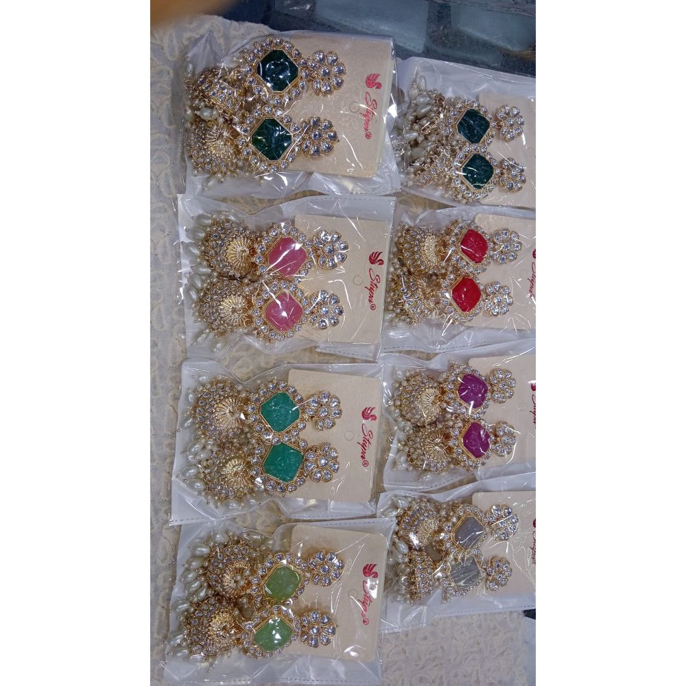 Akruti Collection Gold Plated Crystal Stone Jhumki Earrings