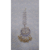 Akruti Collection Gold Plated Kundan Stone Maangtikka