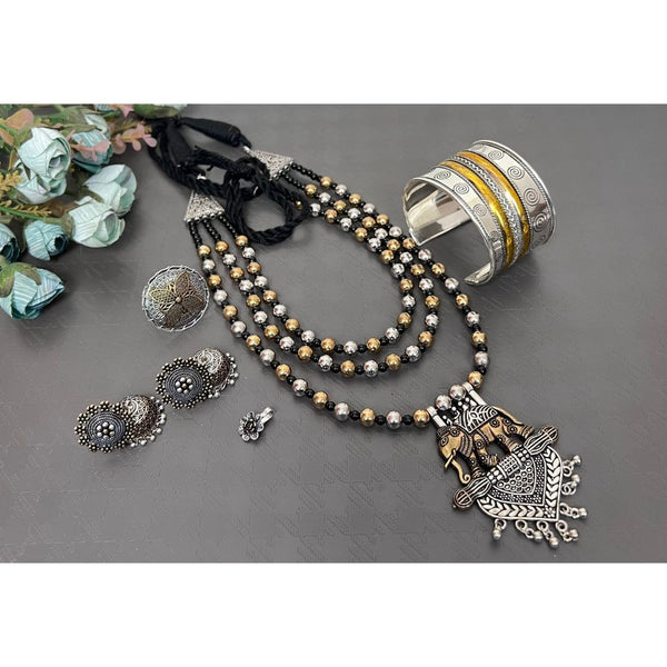 Akruti Collection Oxidised Combo Set