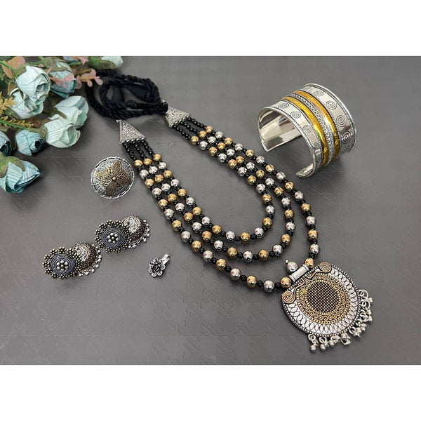 Akruti Collection Oxidised Combo Set