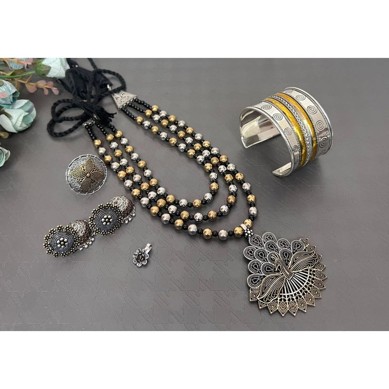 Akruti Collection Oxidised Combo Set