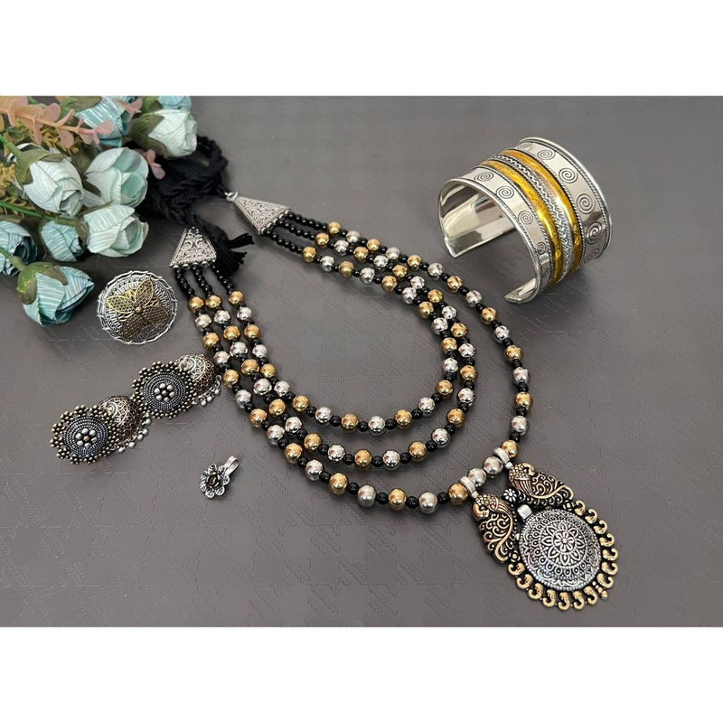 Akruti Collection Oxidised Combo Set