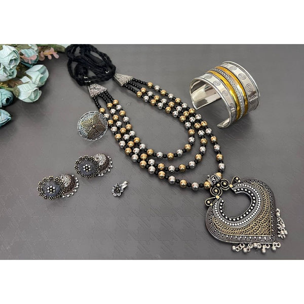 Akruti Collection Oxidised Combo Set