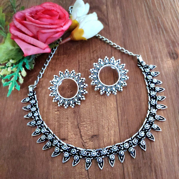 Akruti Collection Oxidised Plated Necklace Set