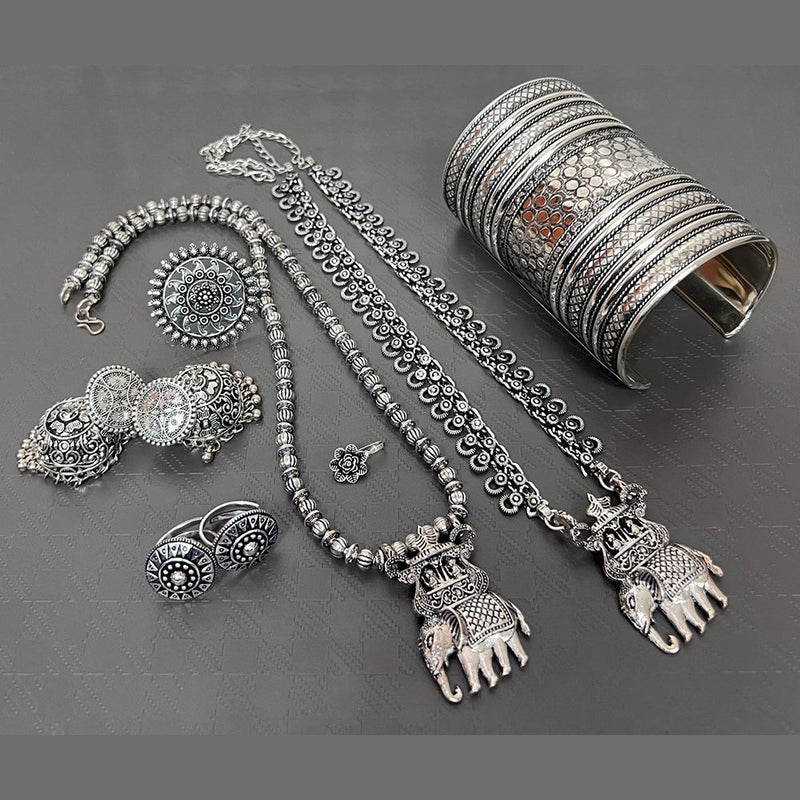 Akruti Collection Oxidised Plated Combo Set