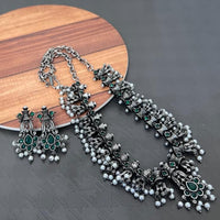 Akruti Collection Oxidised Plated Long Necklace Set