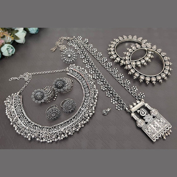 Akruti Collection Oxidised Plated Combo Set