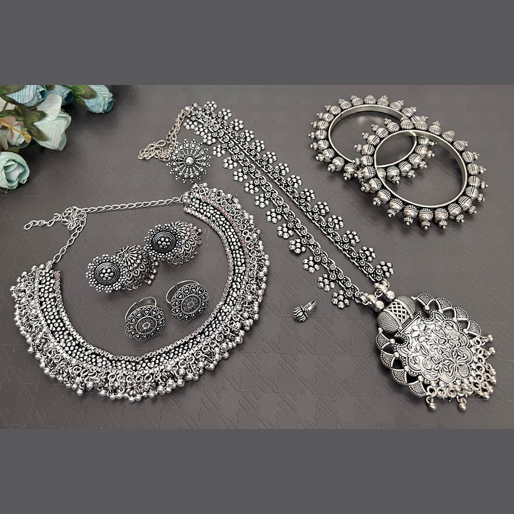 Akruti Collection Oxidised Plated Combo Set