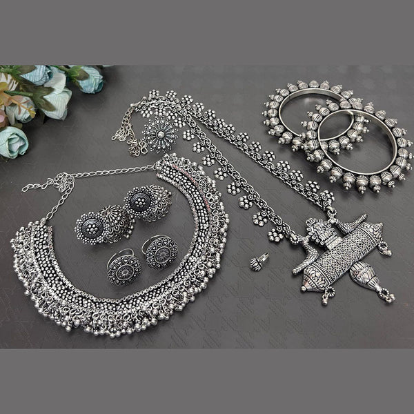 Akruti Collection Oxidised Plated Combo Set