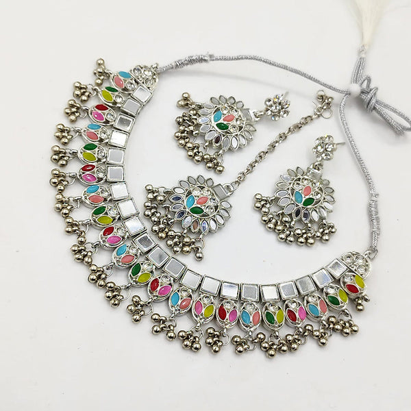 Akruti Collection Navratri Oxidised Mirror Necklace Set