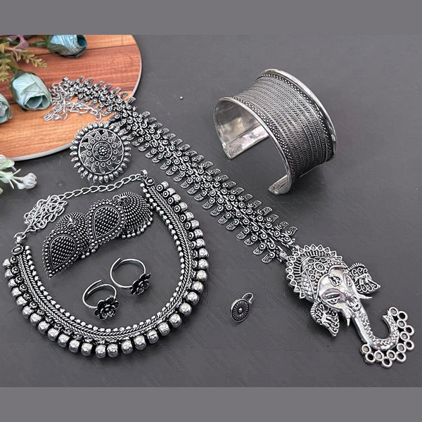 Akruti Collection Oxidised Plated Combo Set