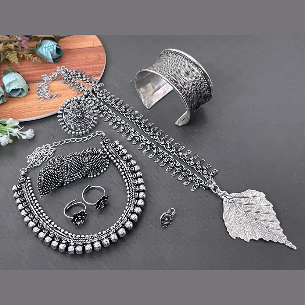 Akruti Collection Oxidised Plated Combo Set