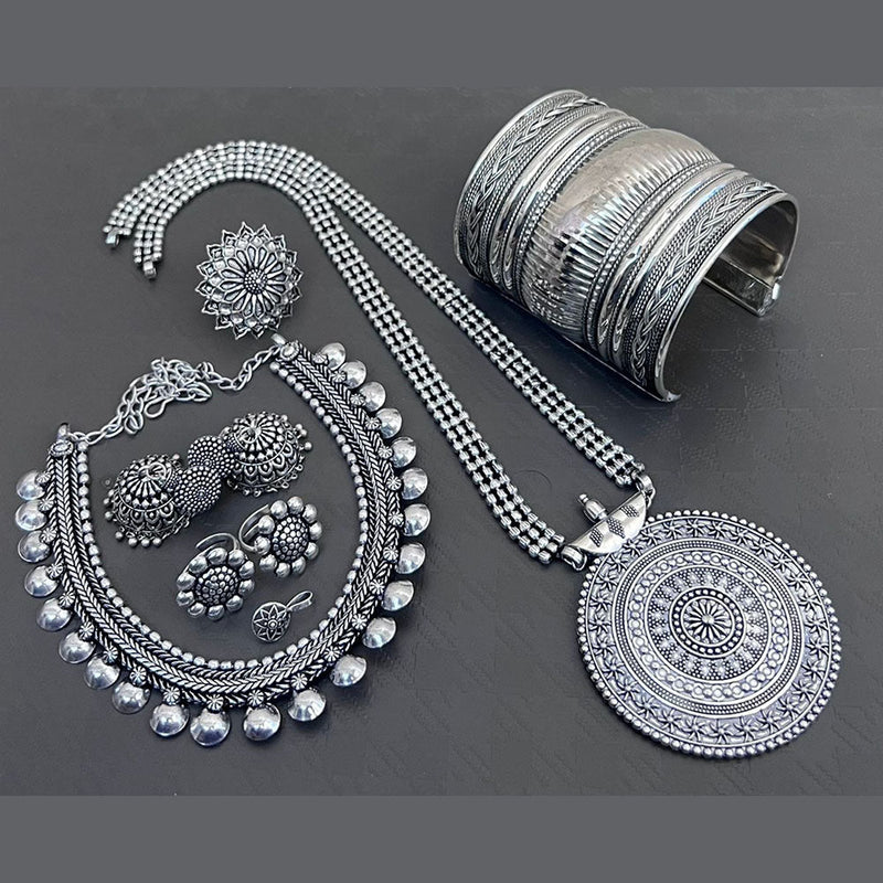 Akruti Collection Oxidised Plated Combo Set