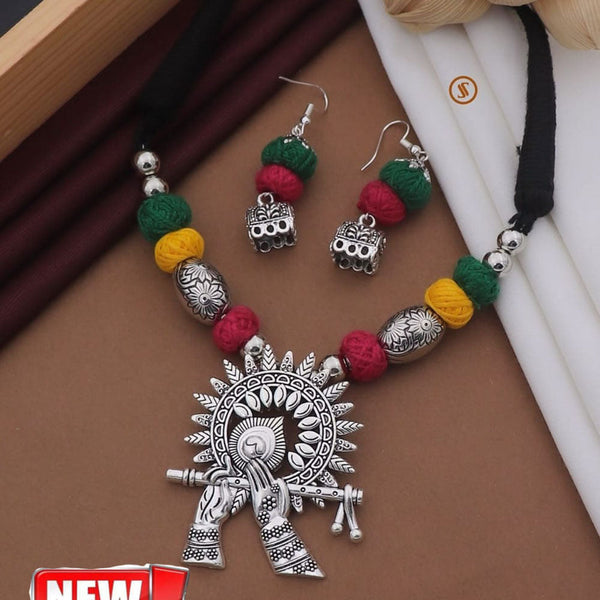 Akruti Collection Oxidised Plated Navratri Necklace Set