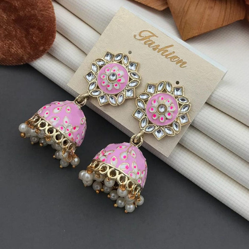 Akruti Collection Gold Plated Meenakari Jhumki Earrings