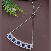 Akruti Collection Silver Plated AD Stone Adjustable Bracelet