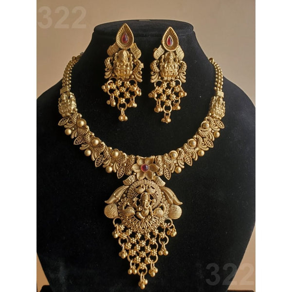 Akruti Collection Gold Plated Temple Necklace Set