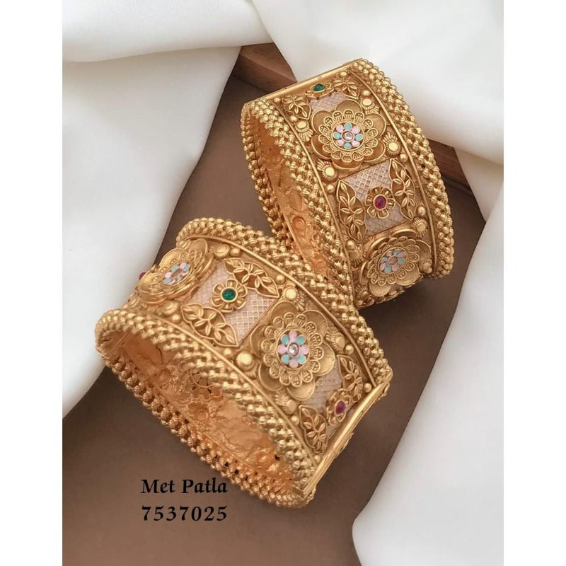 Akruti Collection Gold Plated Bangles Set