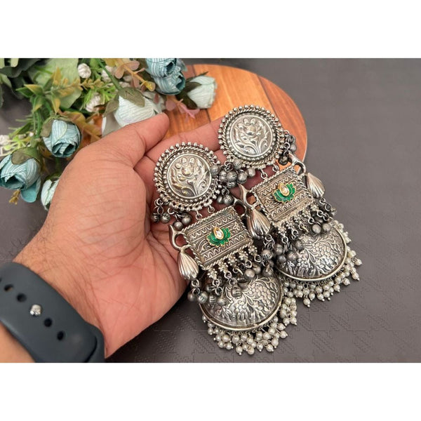 Akruti Collection Oxidised Plated Jhumki Earrings