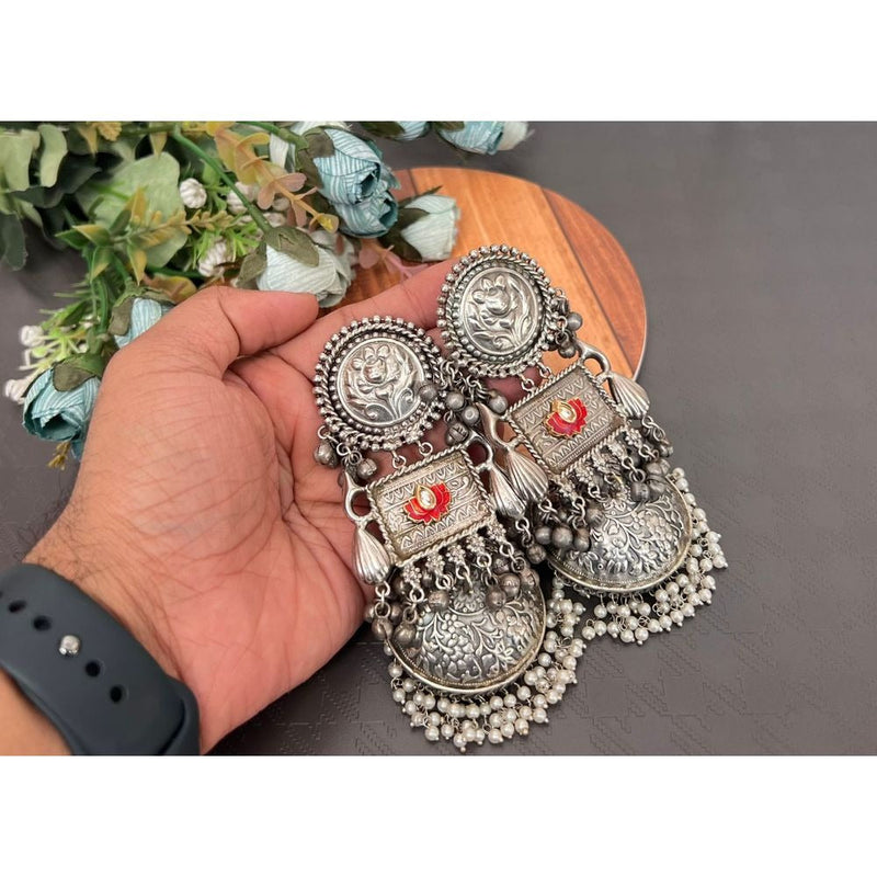 Akruti Collection Oxidised Plated Jhumki Earrings