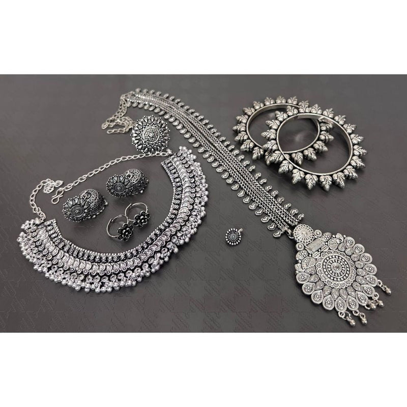 Akruti Collection Oxidised Plated Combo Set