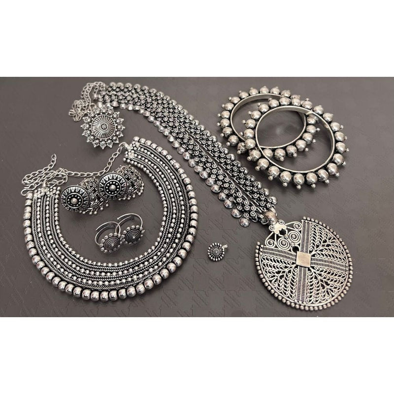 Akruti Collection Oxidised Plated Combo Set