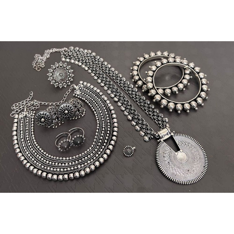 Akruti Collection Oxidised Plated Combo Set