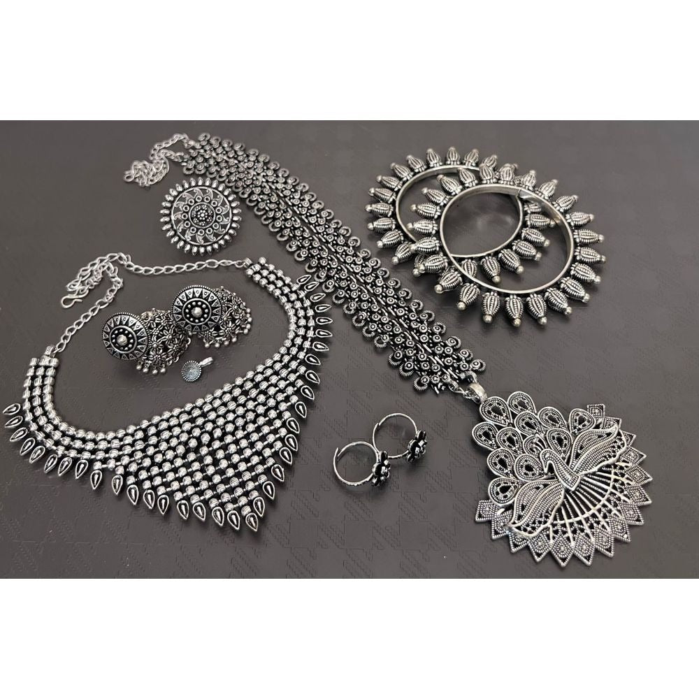 Akruti Collection Oxidised Plated Combo Set