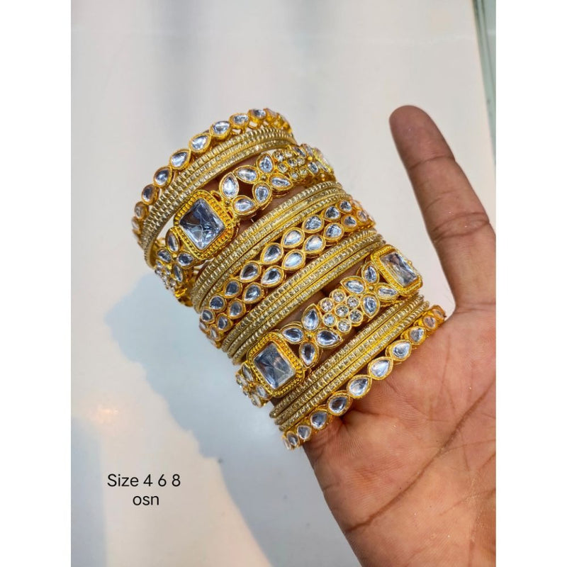 Akruti Collection Gold Plated Austrian Stone Bangles Set