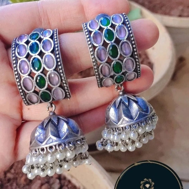 Akruti Collection Oxidised Plated Jhumki Earrings