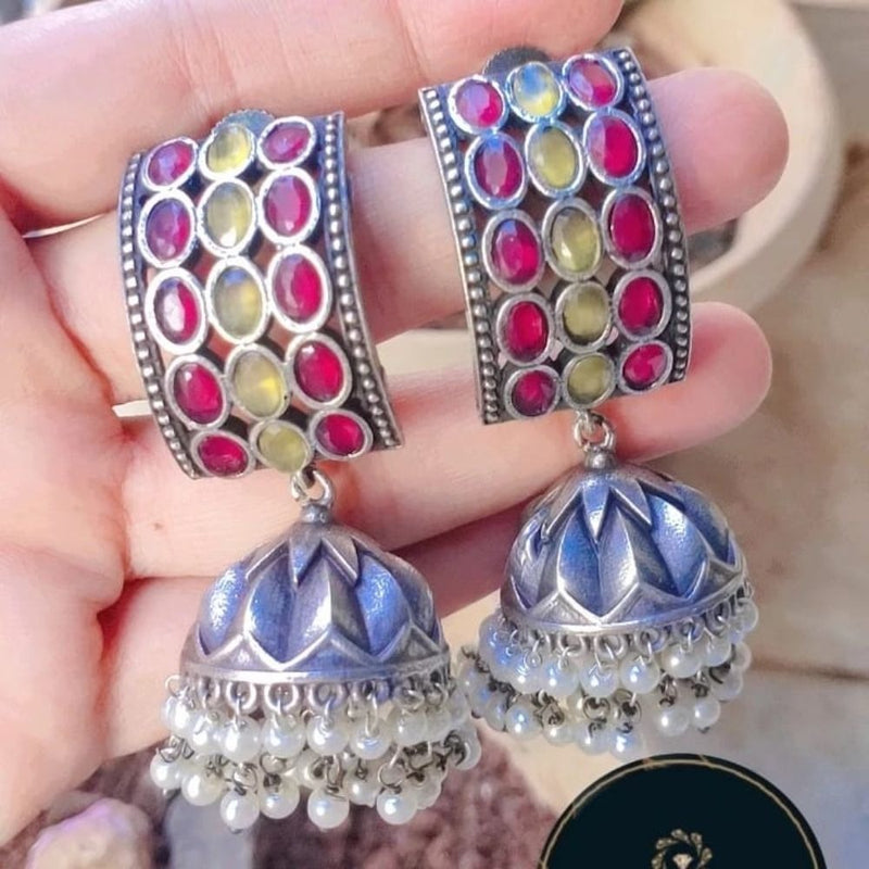 Akruti Collection Oxidised Plated Jhumki Earrings