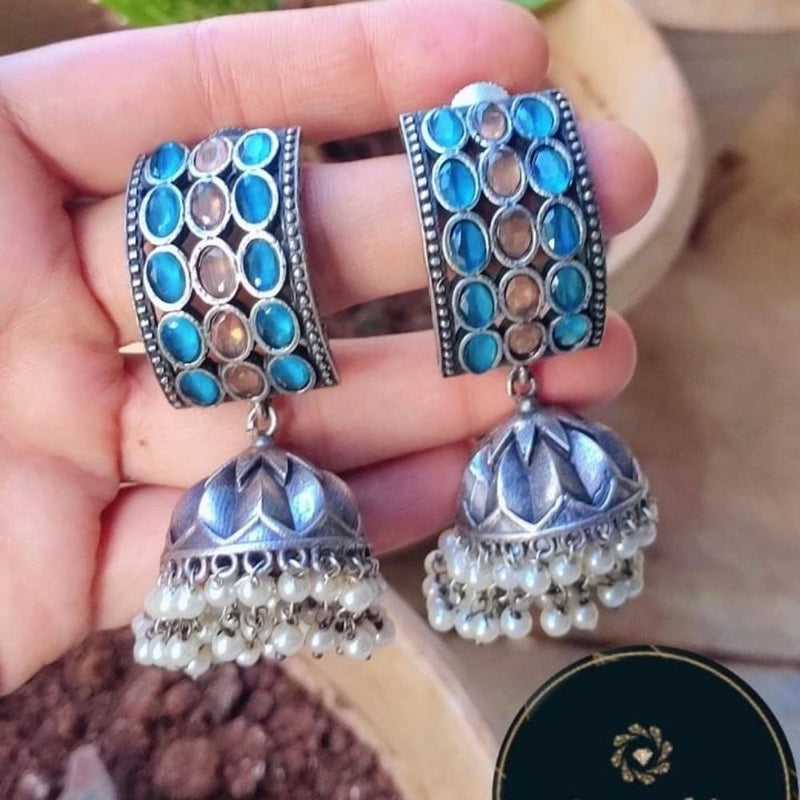 Akruti Collection Oxidised Plated Jhumki Earrings