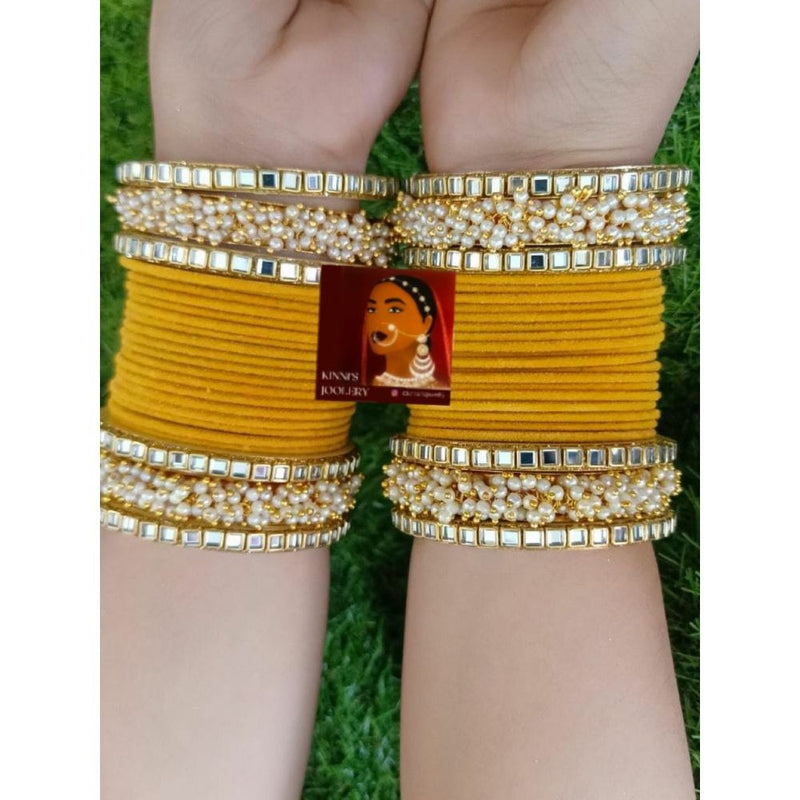 Akruti Collection Gold Plated Velvet  Bangles Set