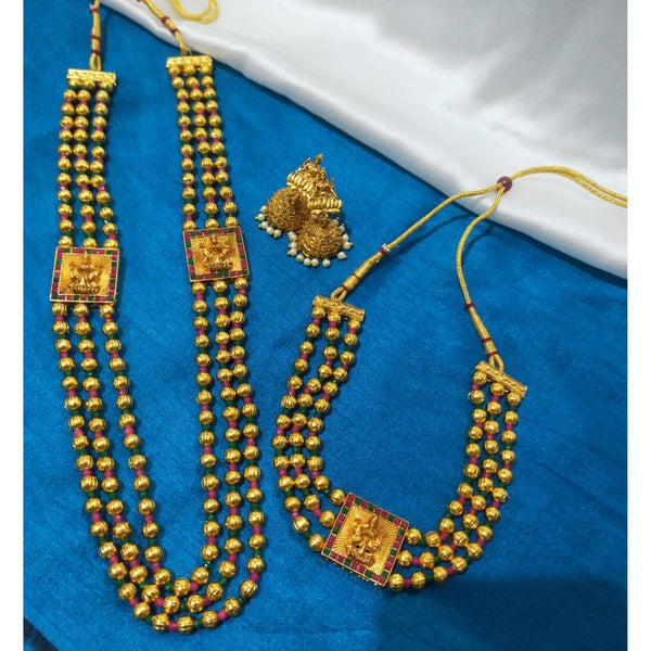 Akruti Collection Gold Plated Temple Necklace Combo Set