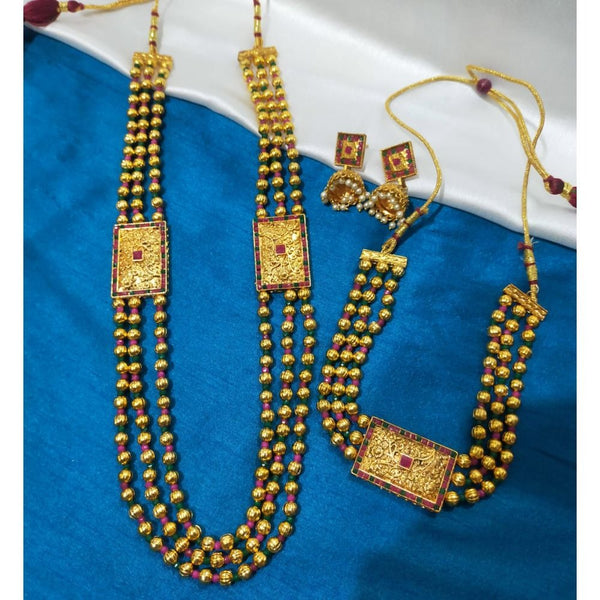 Akruti Collection Gold Plated Long  Necklace Combo Set