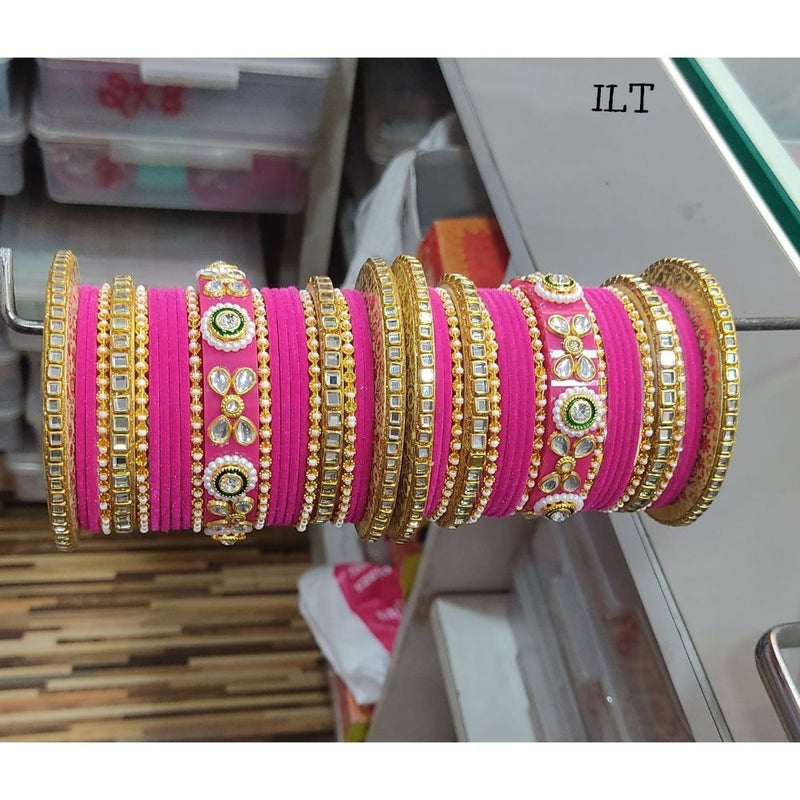 Akruti Collection Gold Plated Velvet  Bangles Set