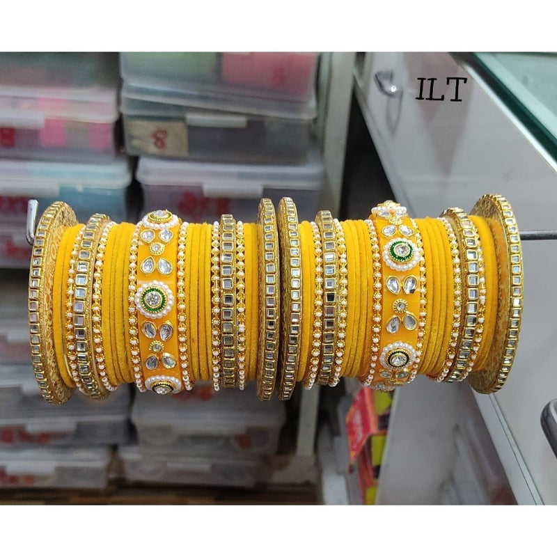 Akruti Collection Gold Plated Velvet  Bangles Set