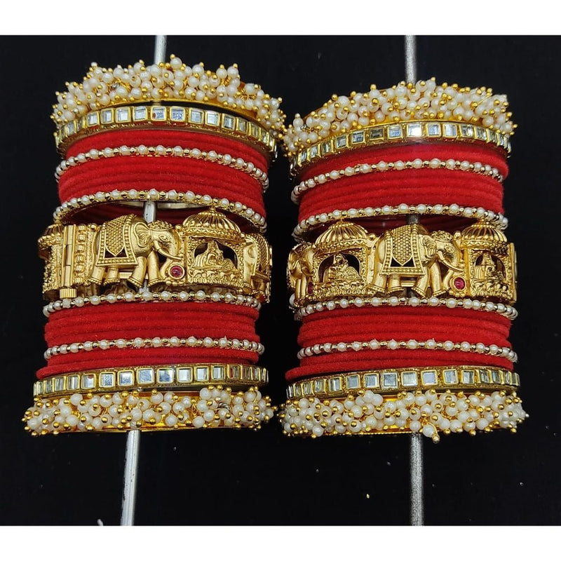 Akruti Collection Gold Plated Copper Temple  Bangles Set