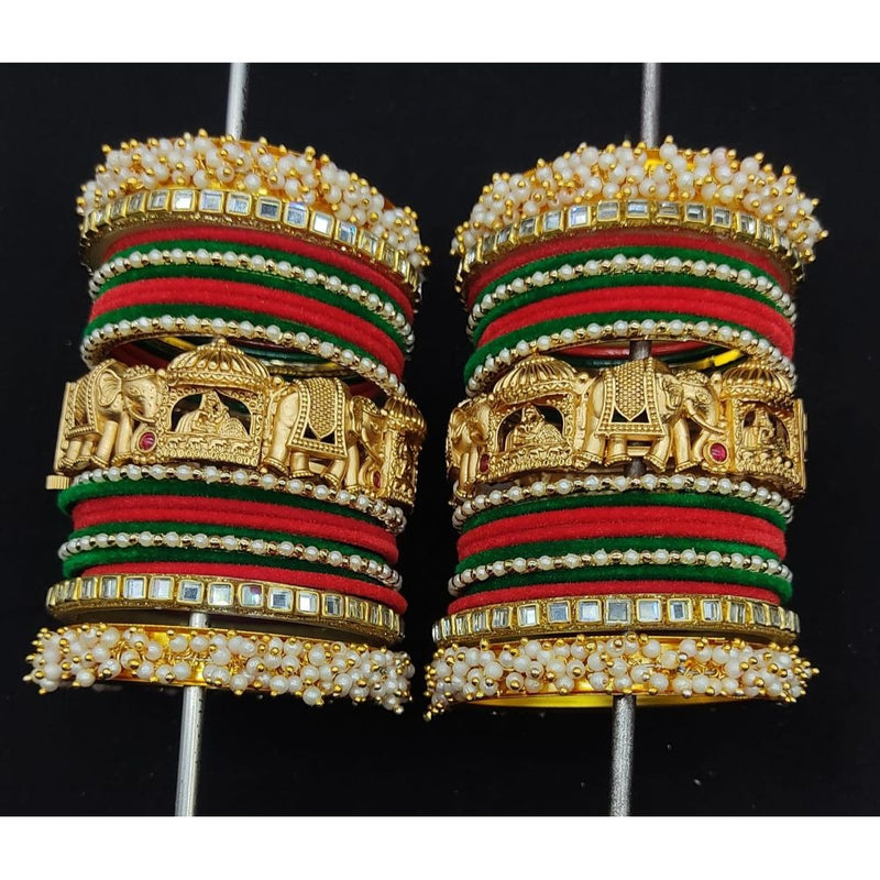 Akruti Collection Gold Plated Copper Temple  Bangles Set