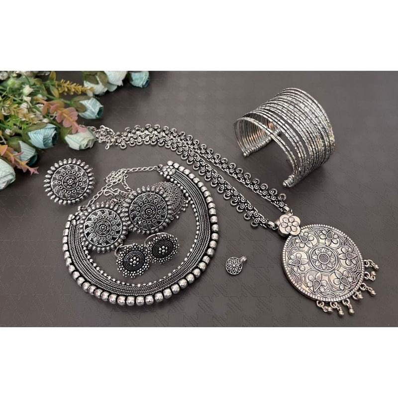 Akruti Collection Oxidised Plated Combo Set