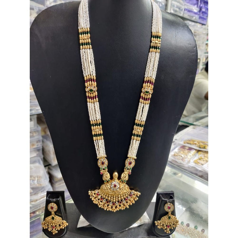 Akruti Collection Gold Plated Long Necklace Set