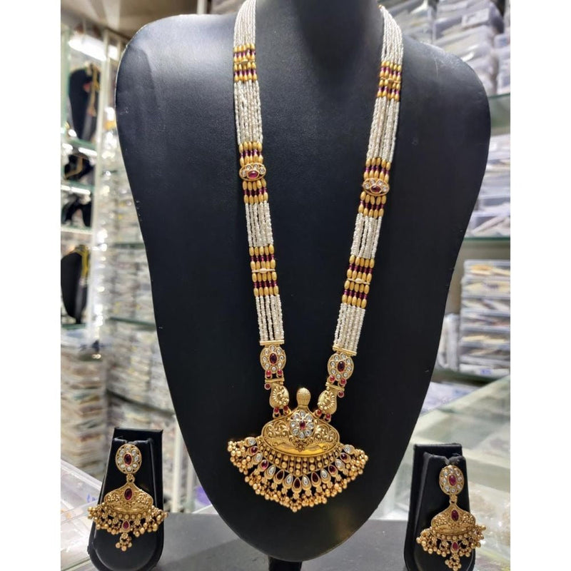 Akruti Collection Gold Plated Long Necklace Set