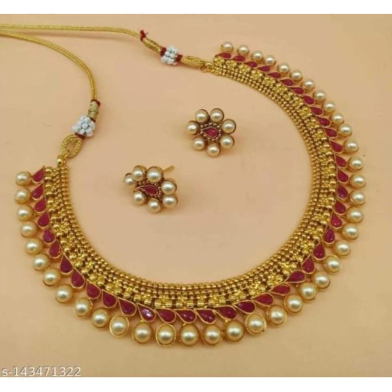 Akruti Collection Gold Plated Necklace Set